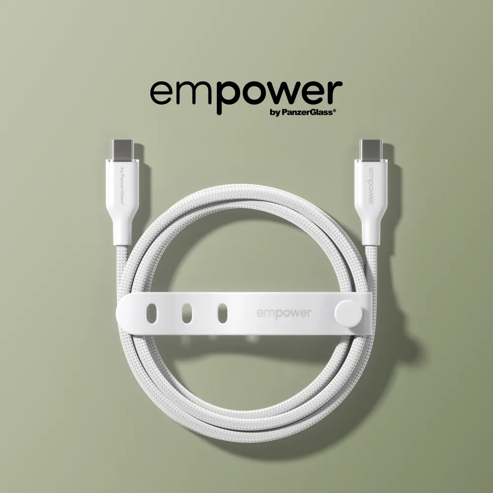 empower - Kábel USB-C, 60 W, Racing, 2 m, striebornobiela