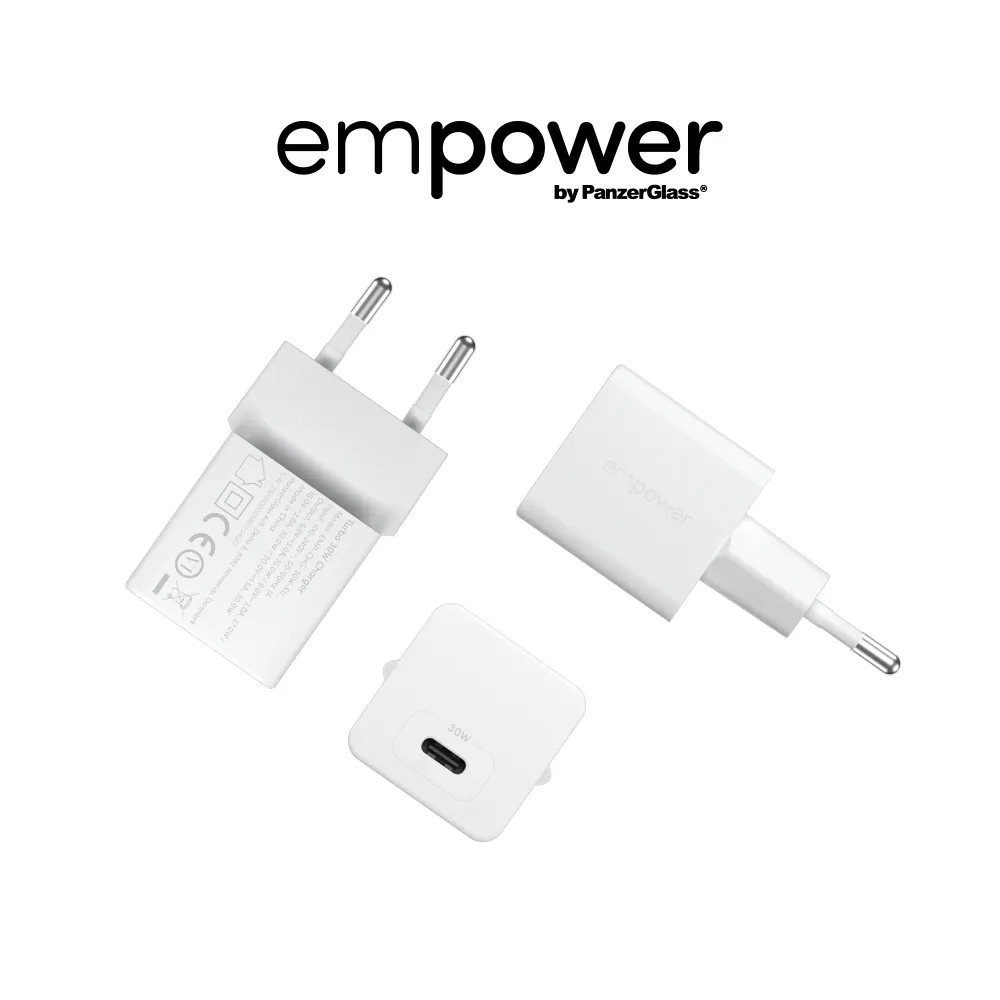 empower - Cestovný adaptér Grand Prix USB-C, GaN, 30 W PD, striebornobiela