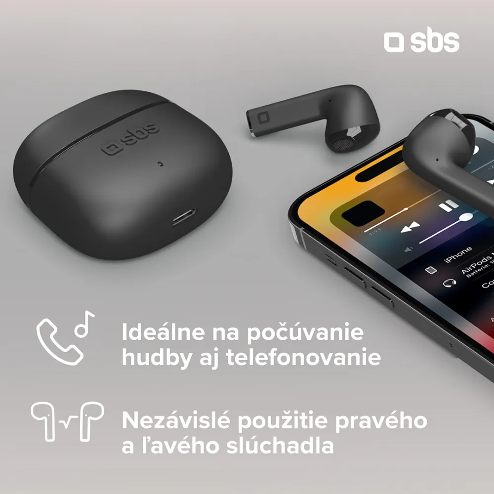 SBS - Bezdrôtové slúchadlá TWS One Color, čierna