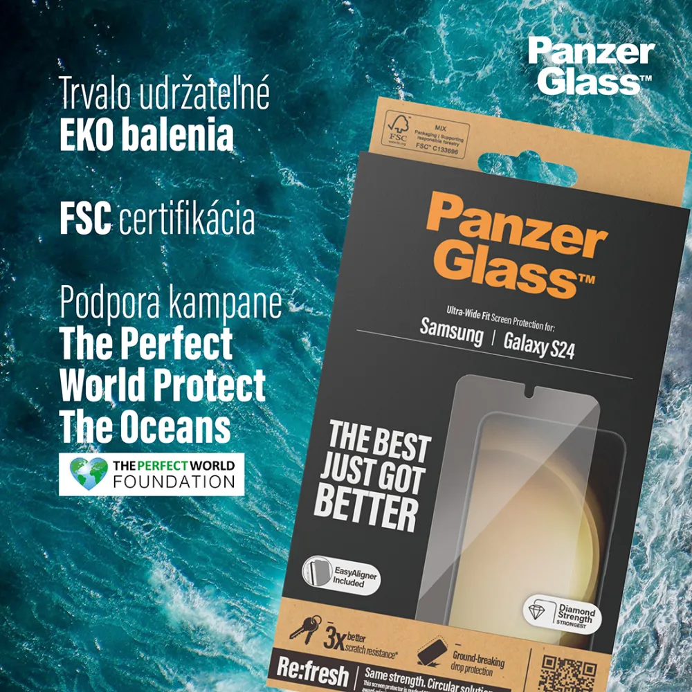 PanzerGlass - Tvrdené sklo Re:fresh UWF s aplikátorom pre Samsung Galaxy S24+, číra