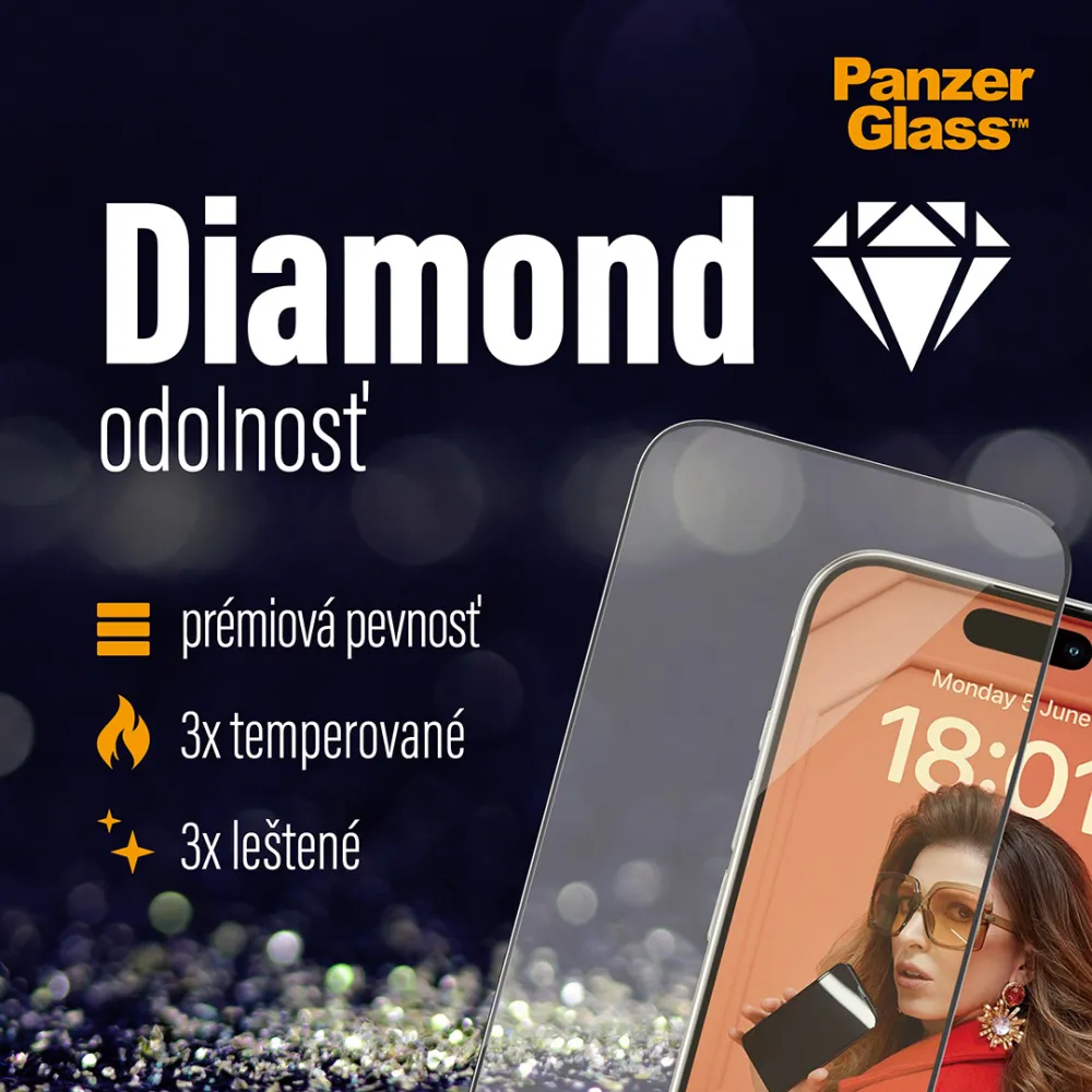 PanzerGlass - Tvrdené sklo UWF Eyecare s aplikátorom pre iPhone 15 Pro, čierna