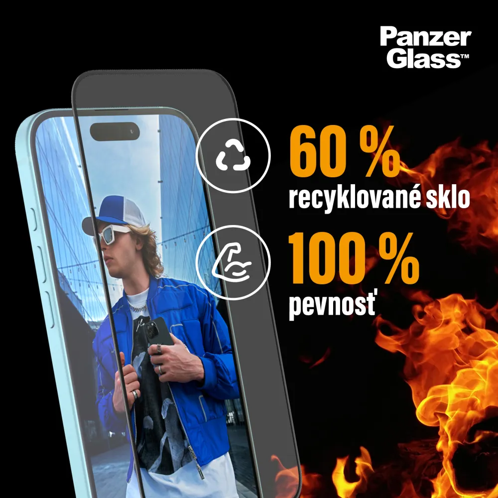 PanzerGlass - Tvrdené sklo UWF Eyecare s aplikátorom pre iPhone 16 Pro, čierna