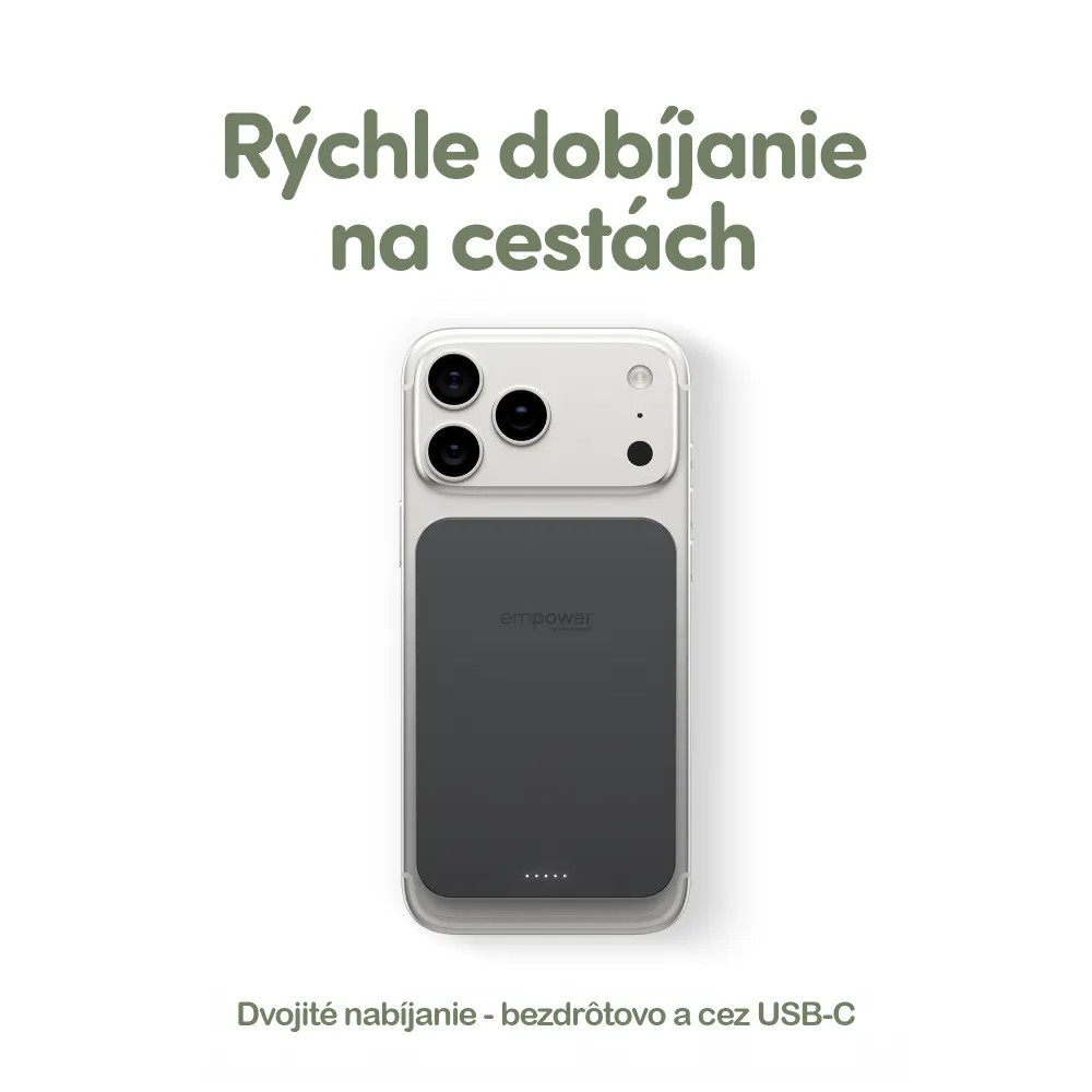 empower - Bezdrôtová PowerBank 5000 mAh 20 W, kompatibilná s MagSafe, Qi2/USB-C, vesmírna čierna