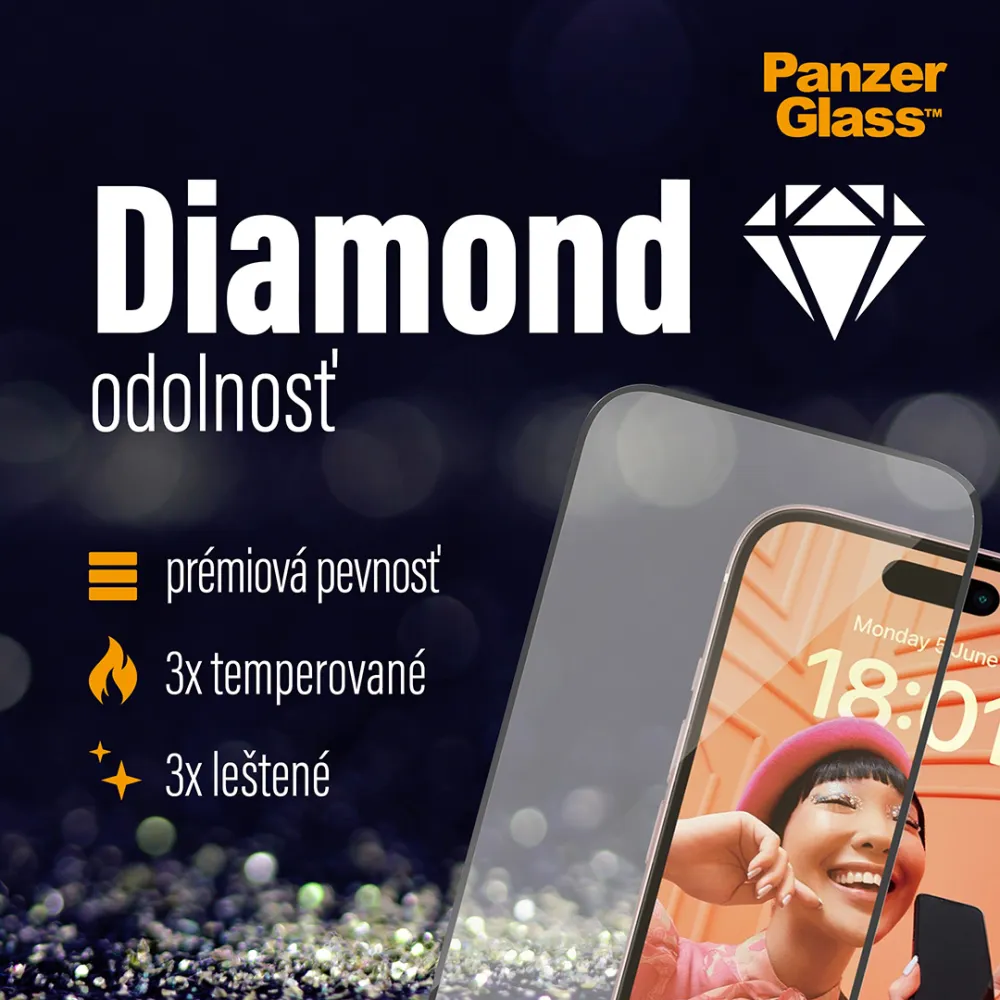 PanzerGlass - Tvrdené sklo UWF Eyecare s aplikátorom pre iPhone 15, čierna