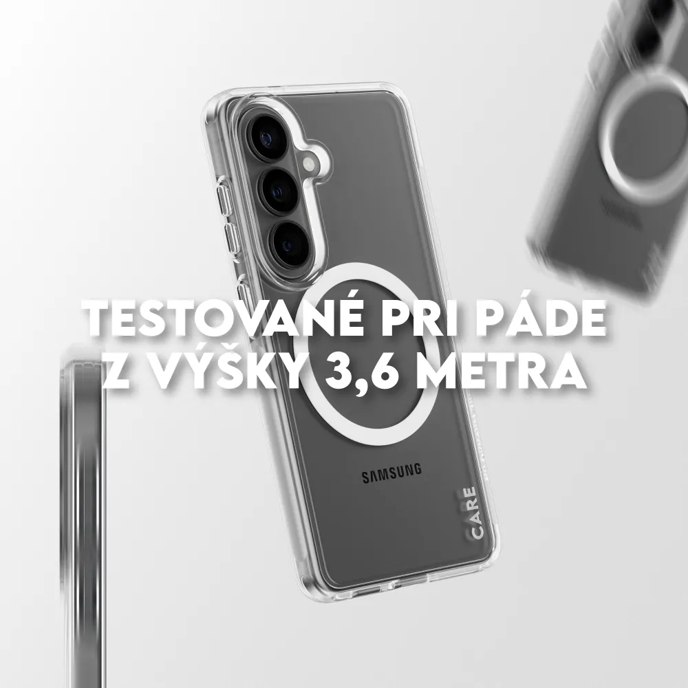 CARE - Puzdro Urban Explorer s bielym QI pre Samsung Galaxy S26+, transparentná