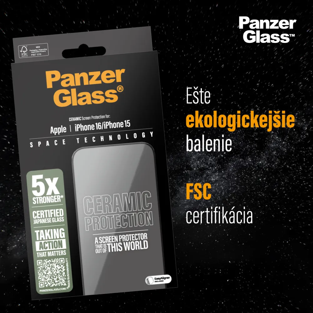 PanzerGlass - Tvrdené sklo UWF Ceramic s aplikátorom pre iPhone 15 Pro, čierna