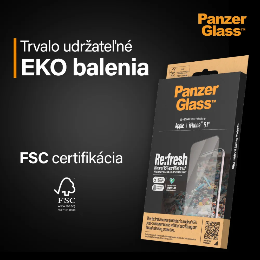 PanzerGlass - Tvrdené sklo Re:fresh UWF s aplikátorom pre iPhone 15 Plus, čierna