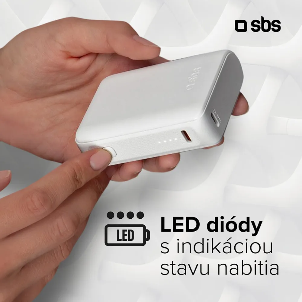 SBS - PowerBank 5000 mAh 10 W, Intelligent Charge, NanoTube, USB-C, čierna