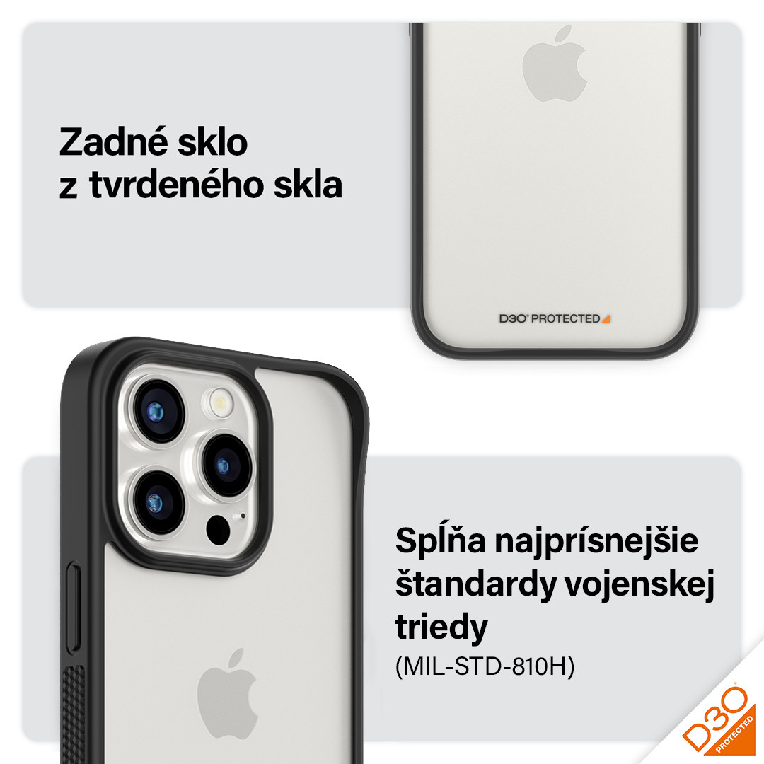 PanzerGlass - Puzdro ClearCase D3O pre iPhone 15 Plus, čierna
