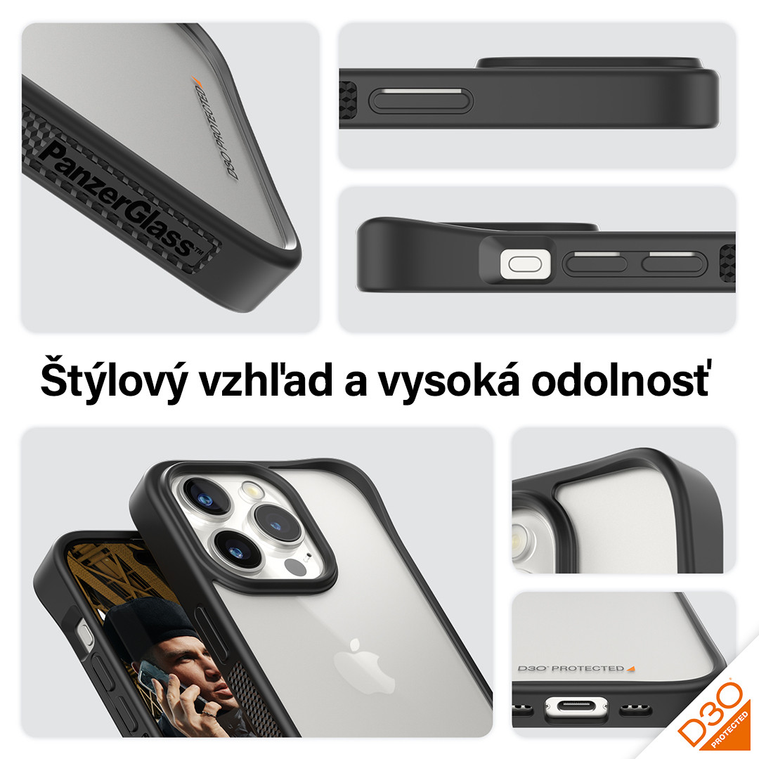 PanzerGlass - Puzdro ClearCase D3O pre iPhone 15 Plus, čierna
