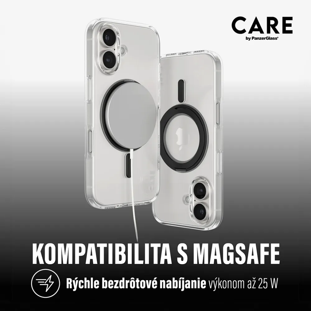 CARE - Puzdro Kickstand s MagSafe pre iPhone 15, strieborná