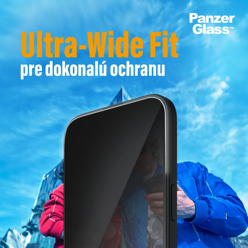 PanzerGlass - Tvrdené sklo UWF Privacy s aplikátorom pre iPhone 17e/16e/14/13/13 Pro, čierna