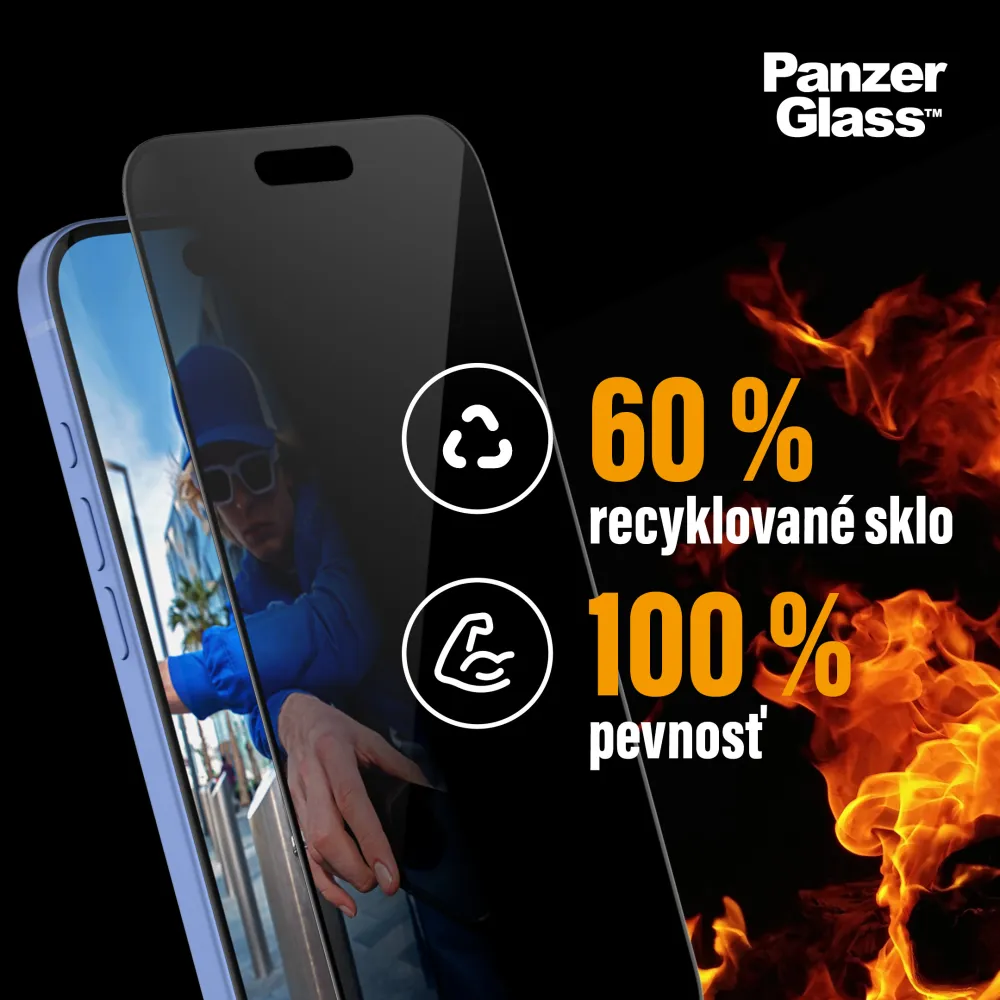 PanzerGlass - Tvrdené sklo UWF Privacy s aplikátorom pre iPhone 17e/16e/14/13/13 Pro, čierna