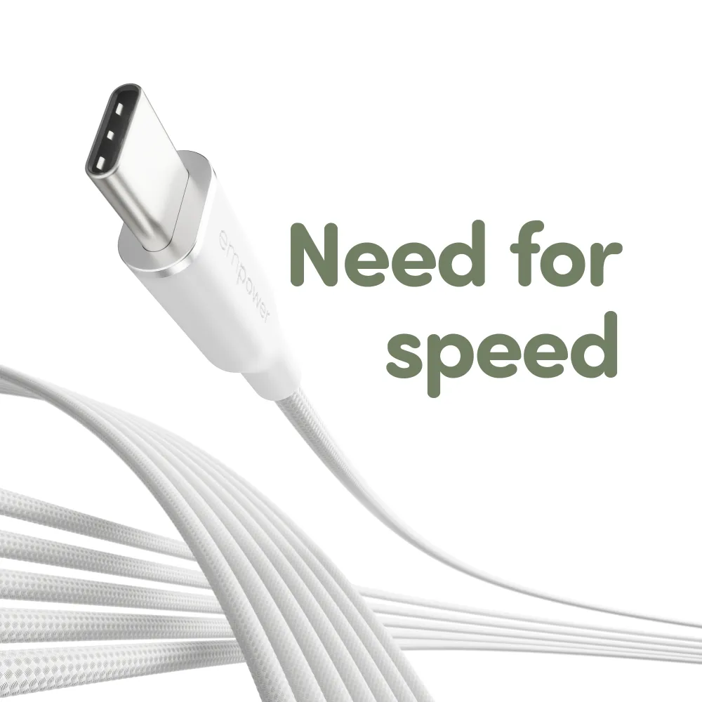 empower - Kábel USB-C/Lightning, 60 W, Racing, 1,2 m, striebornobiela