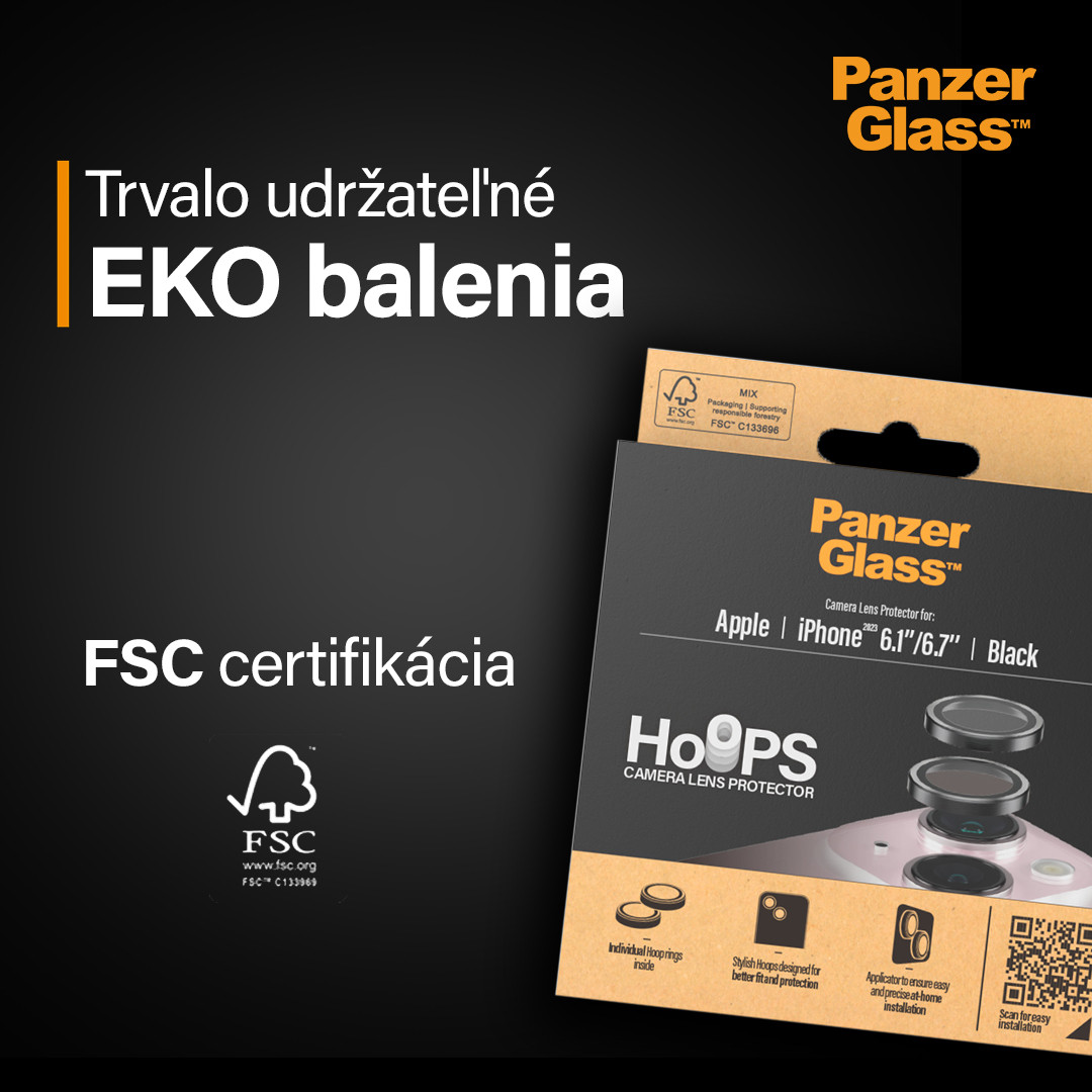 PanzerGlass - Ochranný kryt objektívu Hoops pre iPhone 15/15 Plus, čierna