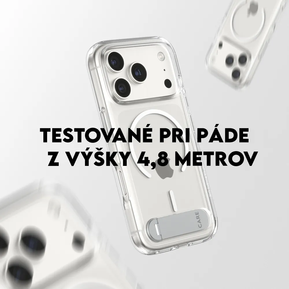 CARE - Puzdro Kickstand pre iPhone 17 Pro, transparentná