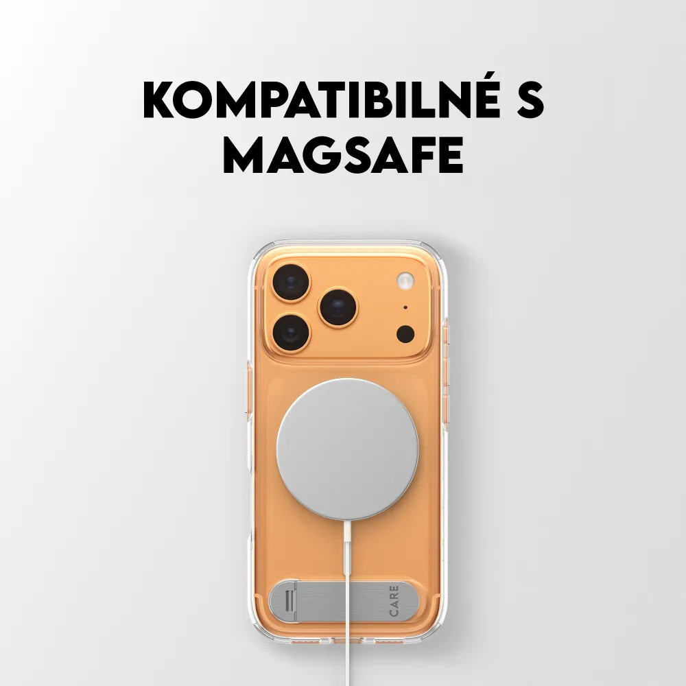 CARE - Puzdro Kickstand pre iPhone 17 Pro, transparentná