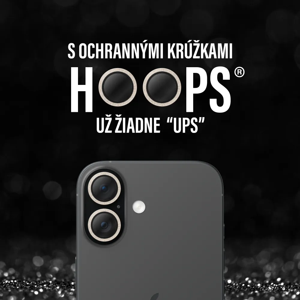 PanzerGlass - Ochranný kryt objektívu Hoops pre iPhone 17/16 Plus/16, glitter gold