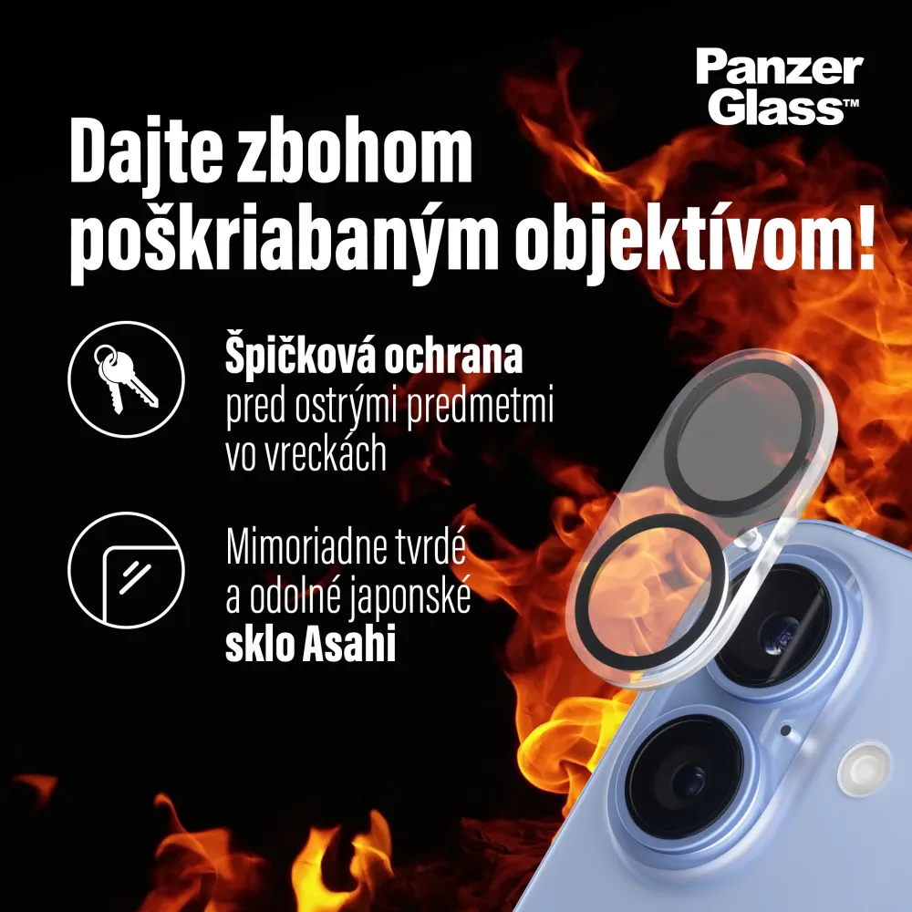 PanzerGlass - Ochranný kryt objektívu PicturePerfect pre iPhone 16/16 Plus, číra