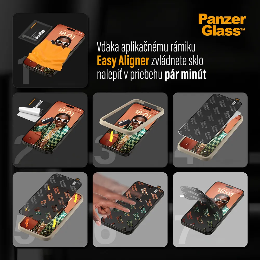 PanzerGlass - Tvrdené sklo UWF Eyecare s aplikátorom pre iPhone 15 Pro, čierna