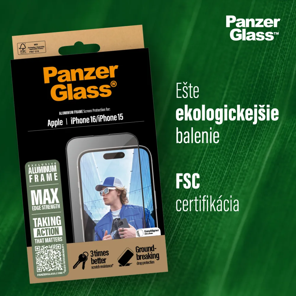 PanzerGlass - Tvrdené sklo UWF s aplikátorom pre iPhone 16 Pro Max, aluminium