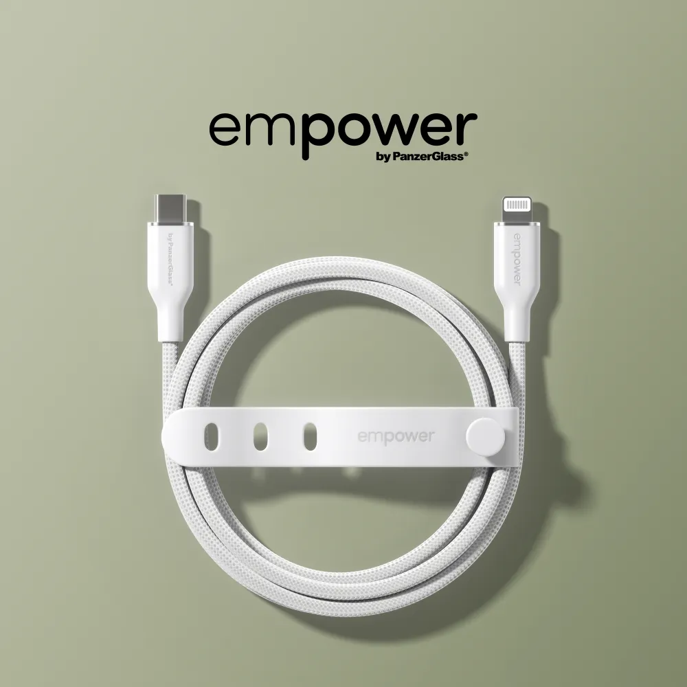 empower - Kábel USB-C/Lightning, 60 W, Racing, 1,2 m, striebornobiela