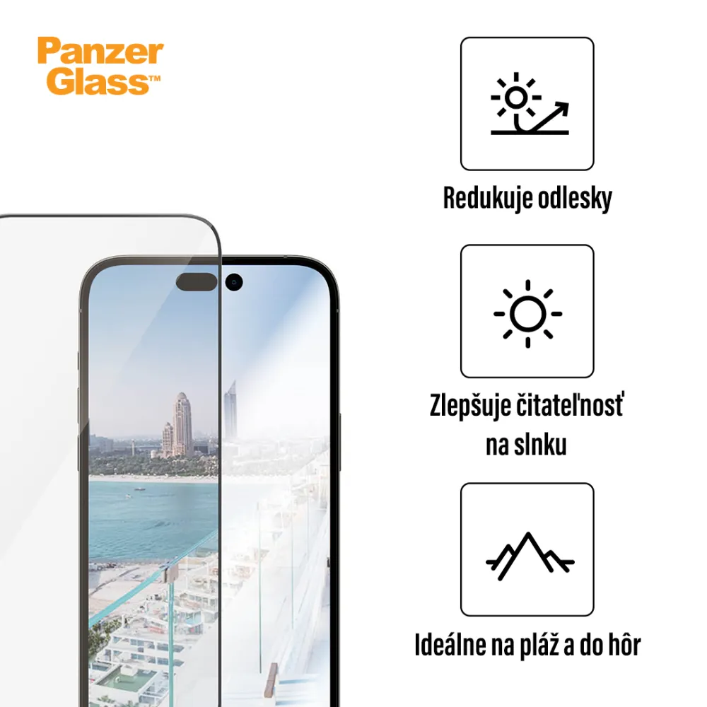 PanzerGlass - Tvrdené sklo UWF Anti-Reflective AB s aplikátorom pre iPhone 14 Pro Max, čierna