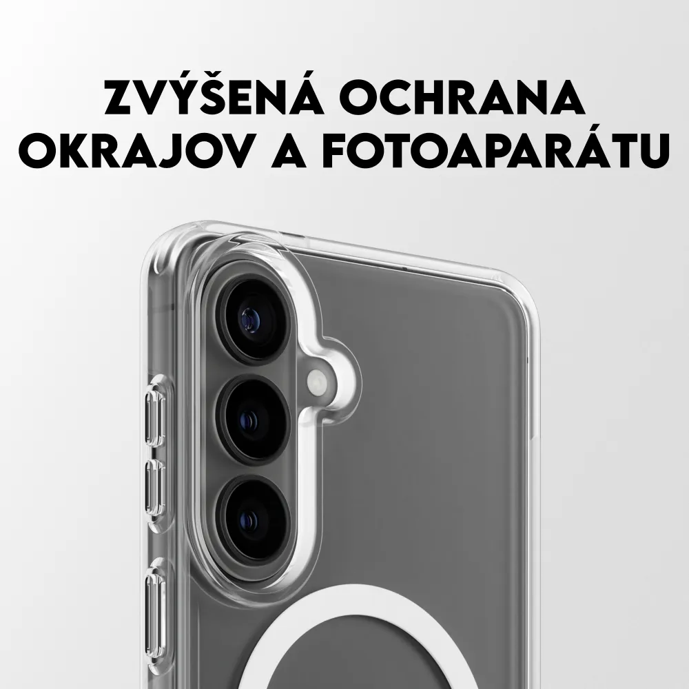 CARE - Puzdro Urban Explorer s bielym QI pre Samsung Galaxy S26+, transparentná