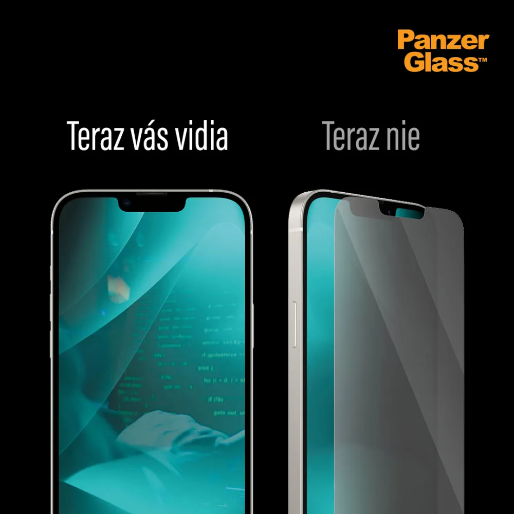 PanzerGlass - Tvrdené sklo UWF Privacy AB s aplikátorom pre iPhone 16e/14/13 Pro/13, čierna