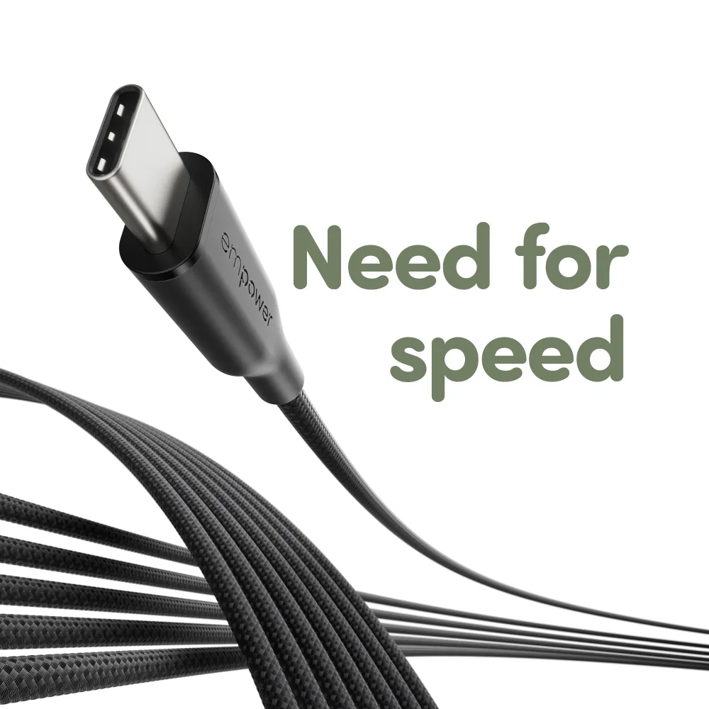 empower - Kábel USB-C, 60 W, Racing, 2 m, vesmírna čierna