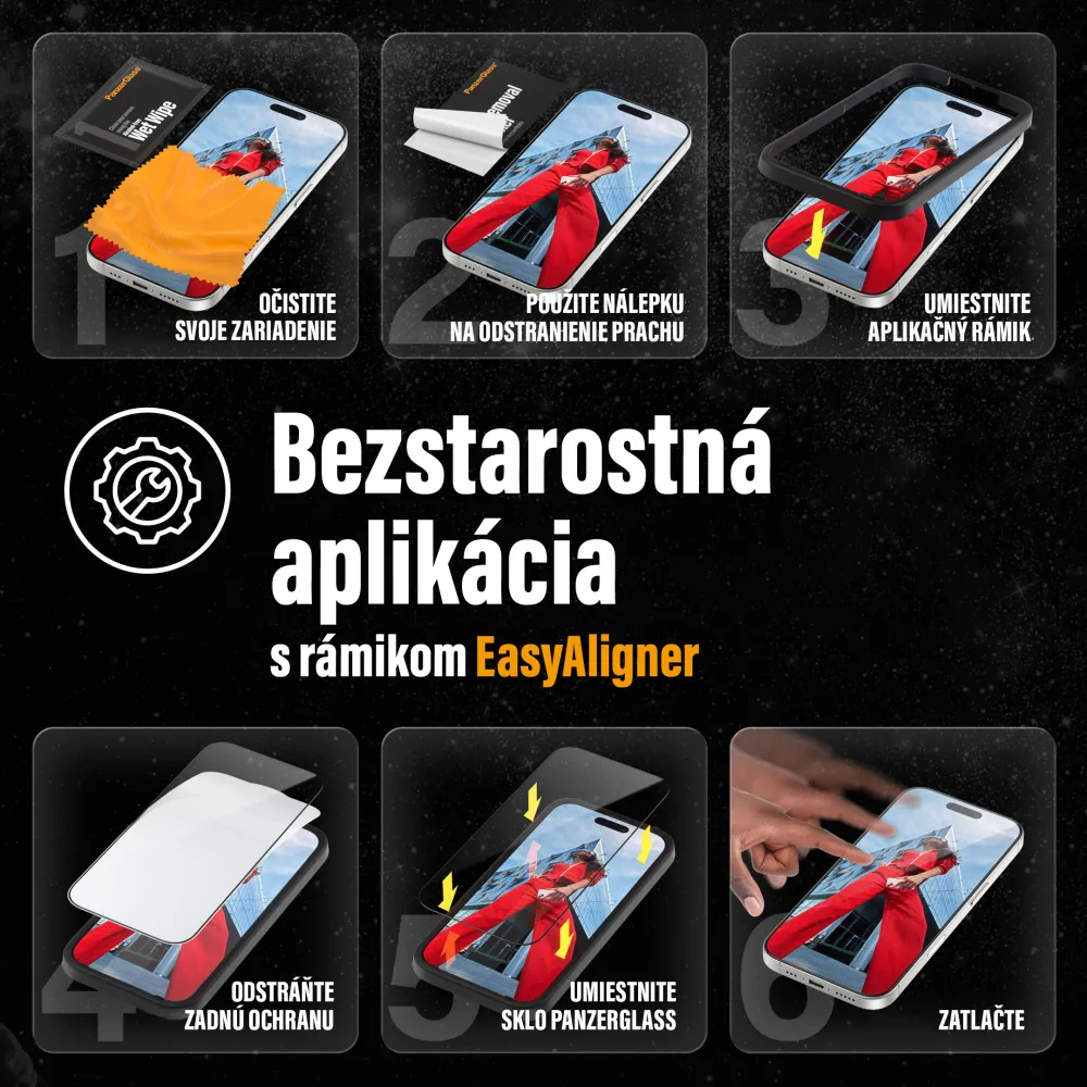 PanzerGlass - Tvrdené sklo UWF Ceramic s aplikátorom pre iPhone 15 Pro, čierna