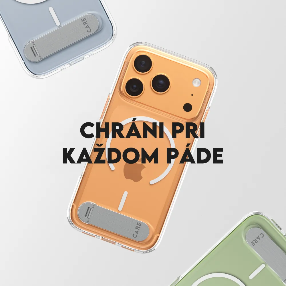 CARE - Puzdro Kickstand pre iPhone 17 Pro, transparentná