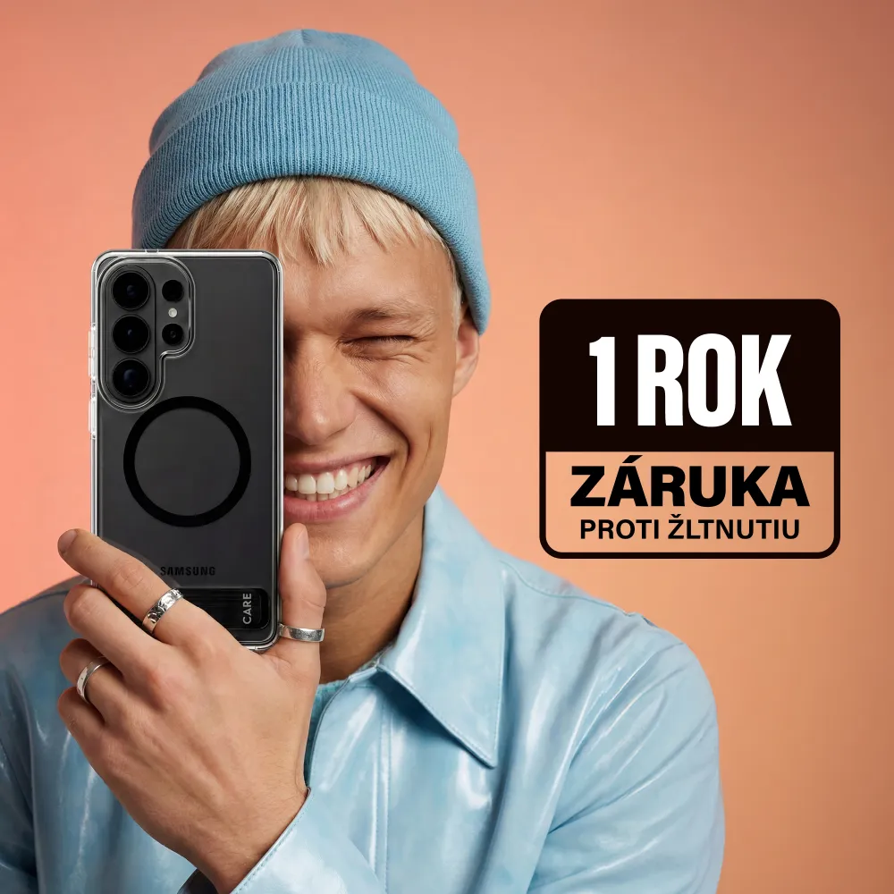 CARE - Puzdro Kickstand s čiernym QI pre Samsung Galaxy S26, transparentná