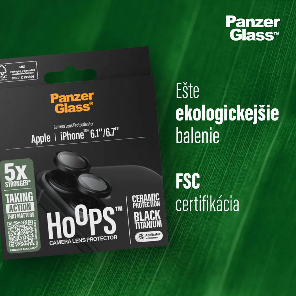 PanzerGlass - Ochranný kryt objektívu Hoops pre iPhone 16 Pro/16 Pro Max, čierna