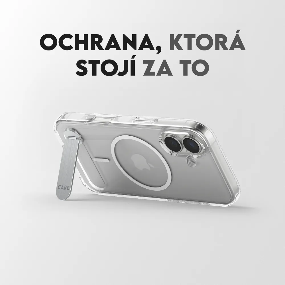 CARE - Puzdro Kickstand pre iPhone 17, transparentná