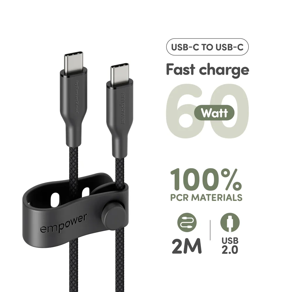 empower - Kábel USB-C, 60 W, Racing, 2 m, vesmírna čierna