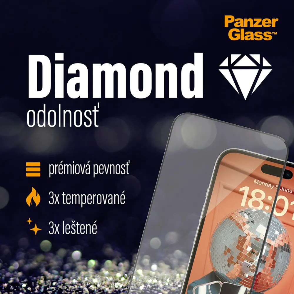 PanzerGlass - Tvrdené sklo UWF Eyecare s aplikátorom pre iPhone 15 Plus, čierna