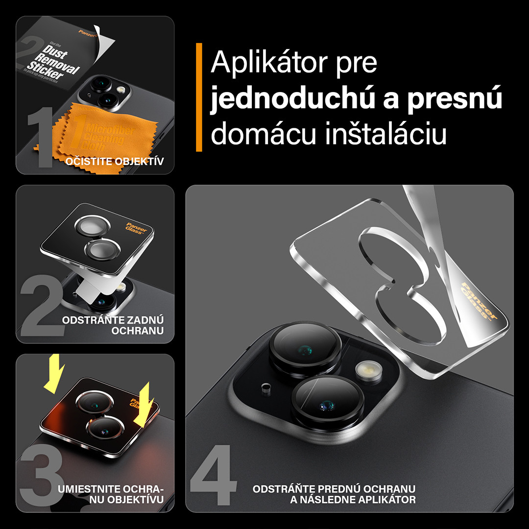 PanzerGlass - Ochranný kryt objektívu Hoops pre iPhone 15/15 Plus, čierna