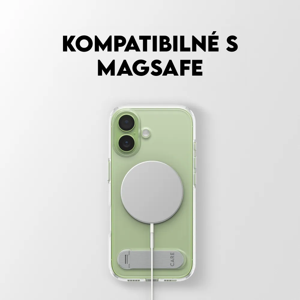 CARE - Puzdro Kickstand pre iPhone 17, transparentná
